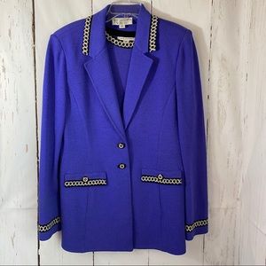 St. John 12 Blue Black 2pc Jacket Santana knit